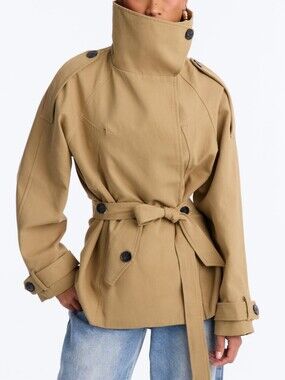 Short trench coat in military or safari style